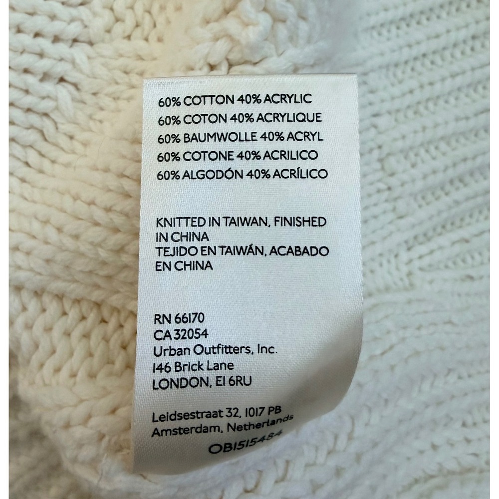 Free People Belle Song Size Small Pointelle Knit Sweater Cream Ivory Boho - Picture 10 of 10